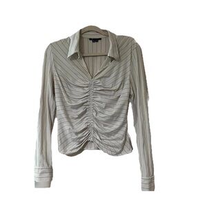 Vintage E By ECI Blouse Petite Medium Business Office Late 1990s Retro Striped